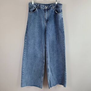 ASOS Collusion x007 wide leg denim jeans mid wash preppy neutral streetwear